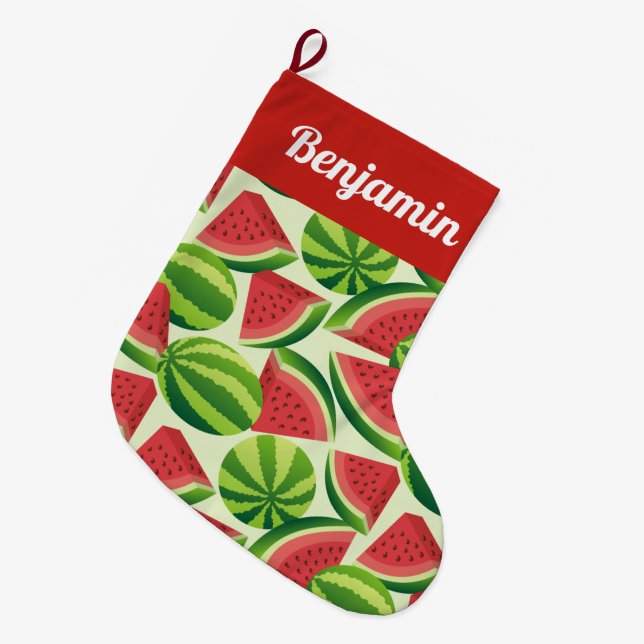 Watermelon Pattern Christmas Stocking (Front (Hanging))