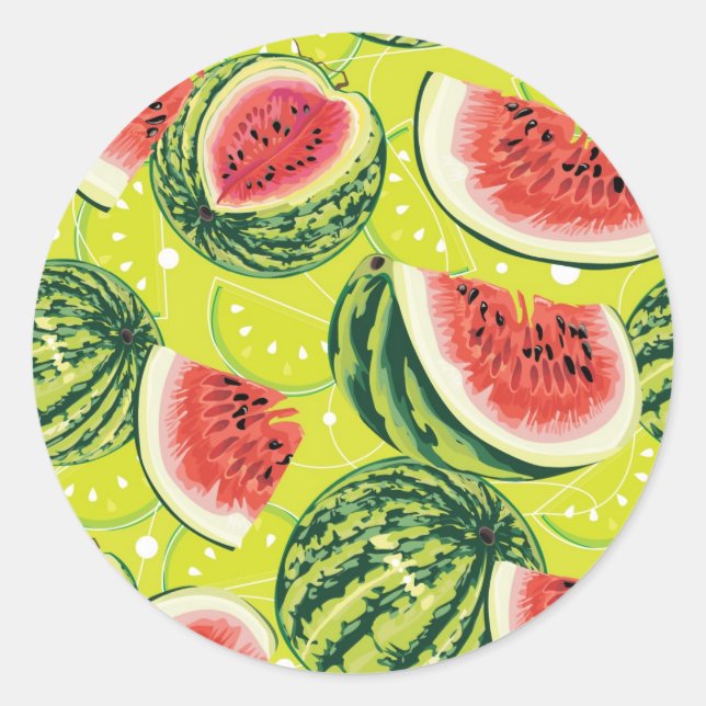Watermelon Pattern Classic Round Sticker (Front)