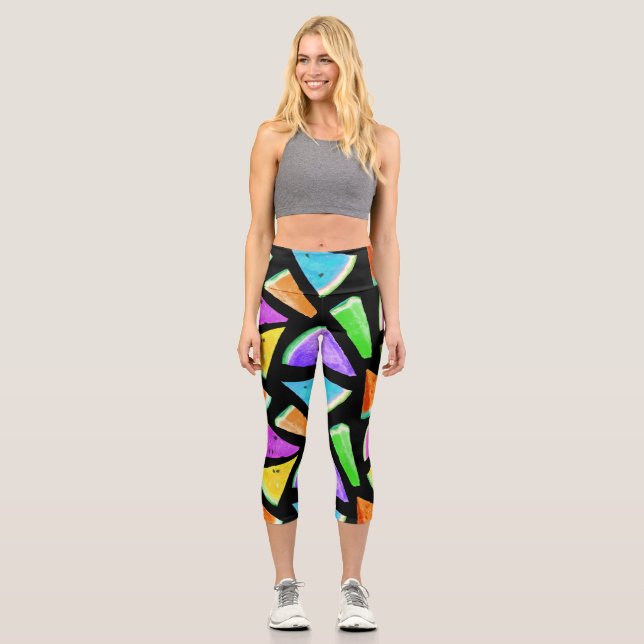 Watermelon Pattern Creation 7 Capri Leggings (Front)