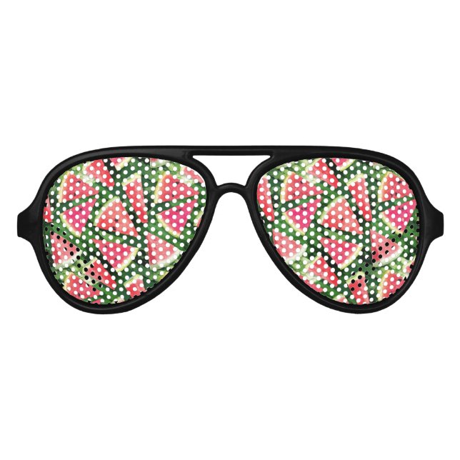 Watermelon Pattern Creation Aviator Sunglasses (Front)