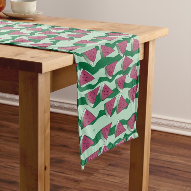 Watermelon Pattern Green Summer Table Runner (In Situ)