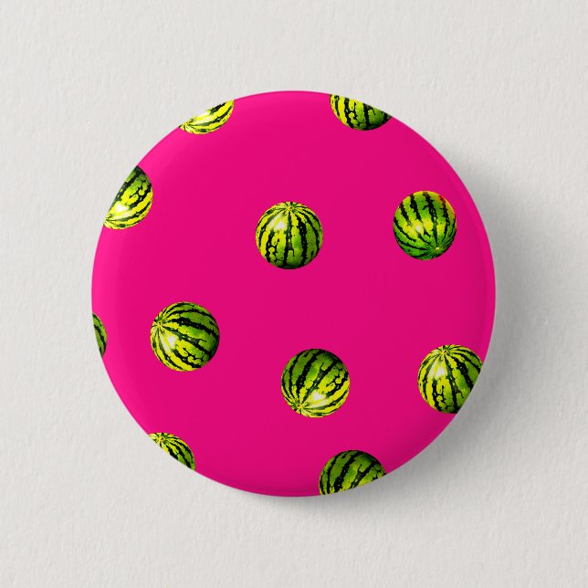watermelon pattern pink 6 cm round badge (Front)