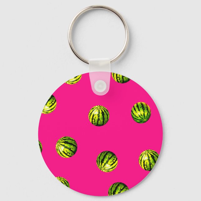 watermelon pattern pink key ring (Front)