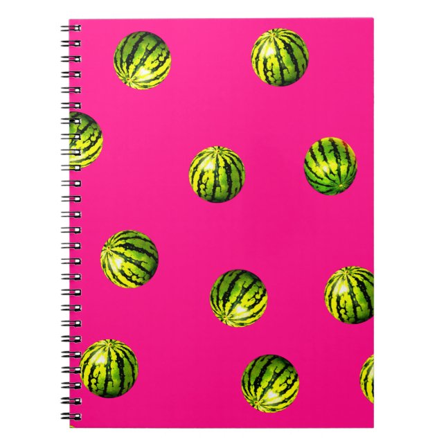 watermelon pattern pink spiral notebook (Front)