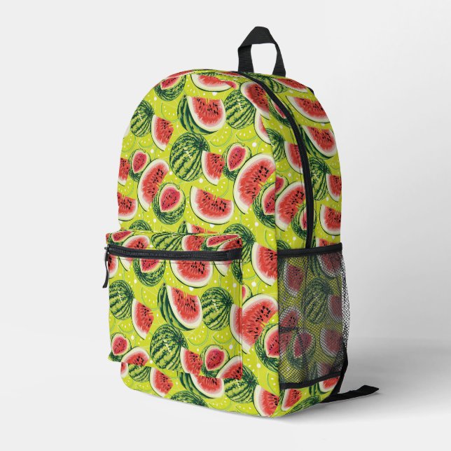 Watermelon Pattern Printed Backpack (Back Corner Right)