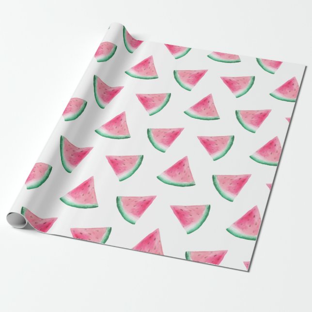 Watermelon pattern. Summer berry. Watercolor pink Wrapping Paper (Unrolled)