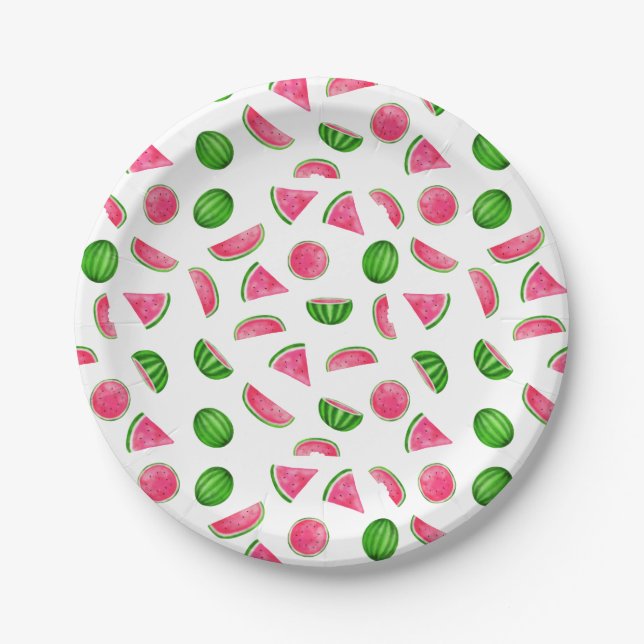 Watermelon Pattern Summer Cool Birthday Party Paper Plate (Front)