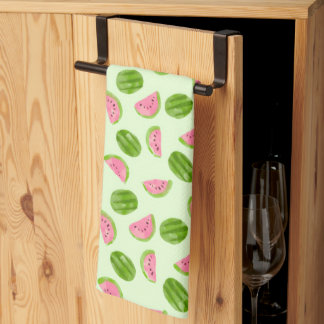 Watermelon Pattern Summer Fruit Green PinkTropical Tea Towel