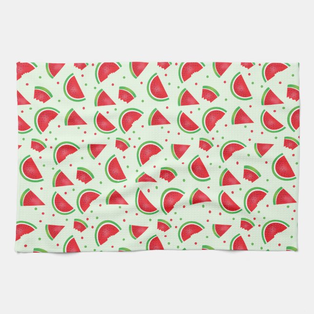 Watermelon Pattern Summer Fun Melon Fruit Tea Towel (Horizontal)