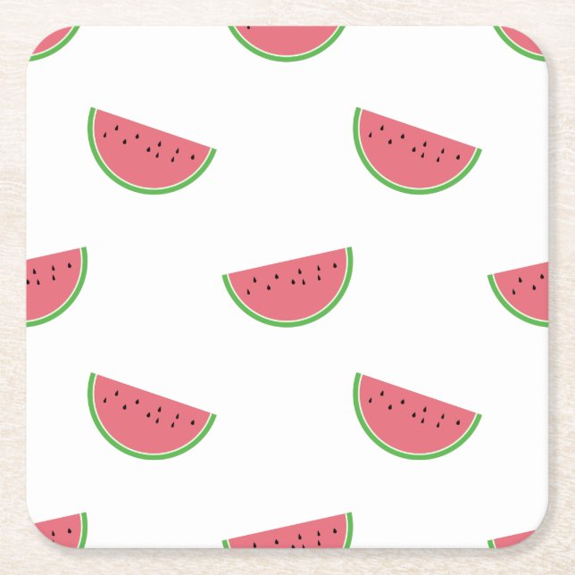 Watermelon Pattern Summer Party Paper Coaster (Front)