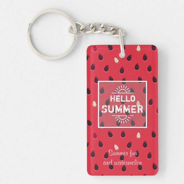 Watermelon Pattern, Summer Time | Personalised Key Ring (Front)