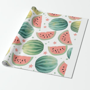 Watermelon Pattern Summer Vacation Trendy Gift Wrapping Paper