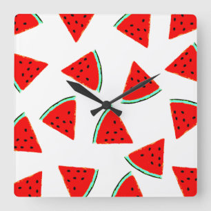Watermelon Pattern Triangles Square Wall Clock