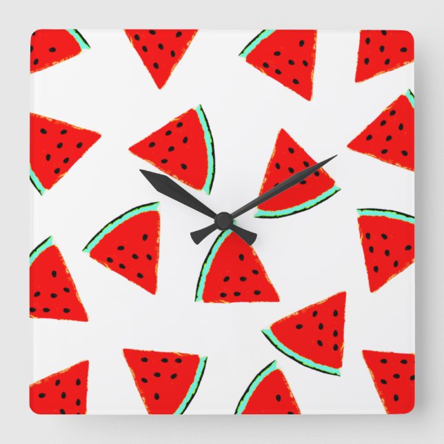 Watermelon Pattern Triangles Square Wall Clock (Front)