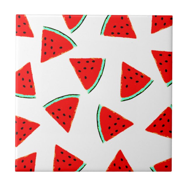 Watermelon Pattern Triangles Tile (Front)