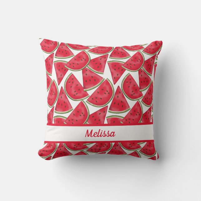 Watermelon pattern with custom name cushion (Front)