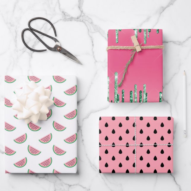 Watermelon Pattern  Wrapping Paper Sheet (Front)