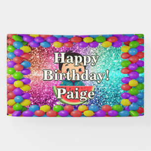 Watermelon Personalised character birthday banner