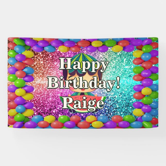 Watermelon Personalised character birthday banner (Horizontal)
