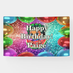 Watermelon Personalised character birthday banner