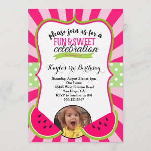 Watermelon Photo Birthday Party Invitation