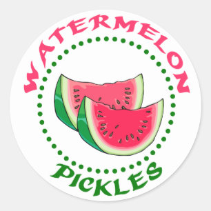 Watermelon Pickles Food Jar Classic Round Sticker