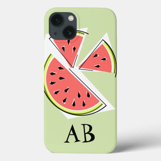 Watermelon Pieces green 'Monogram' iPad Mini case (Back)