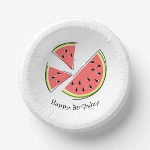 Watermelon Pieces Happy Birthday  Paper Plate