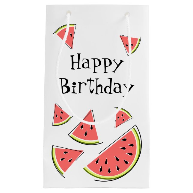 Watermelon Pieces Happy Birthday Small Gift Bag (Front)