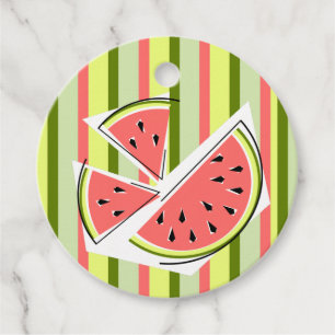 Watermelon Pieces Stripe Favour Tags