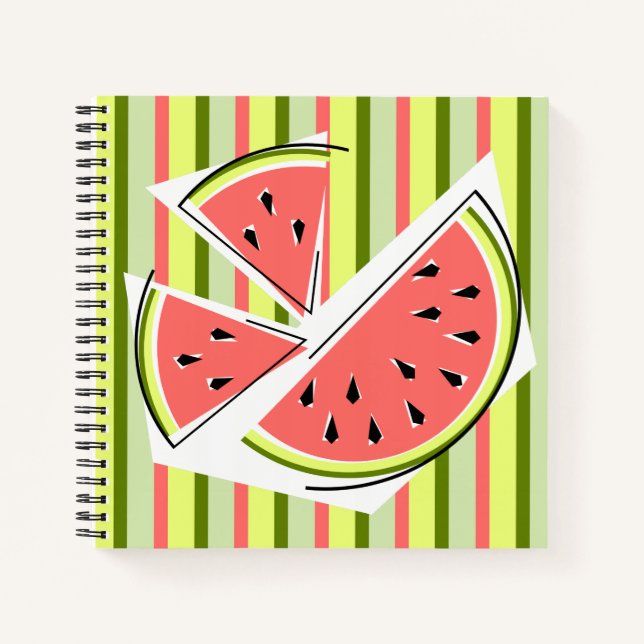 Watermelon Pieces Stripe Notebook (Front)