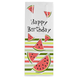 Watermelon Pieces Stripe Thin Birthday Wine Gift Bag