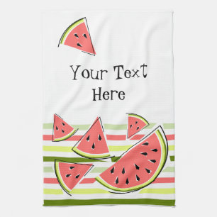 Watermelon Pieces Stripe Thin Text kitchen towel