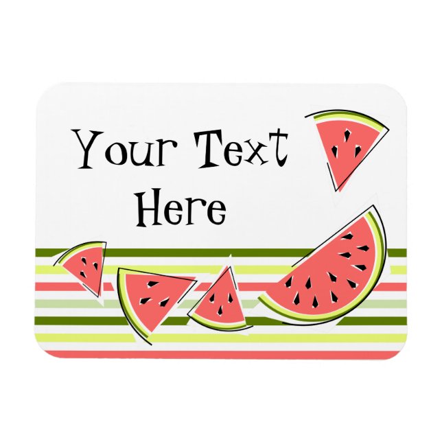 Watermelon Pieces Stripe Thin Text Magnet (Horizontal)