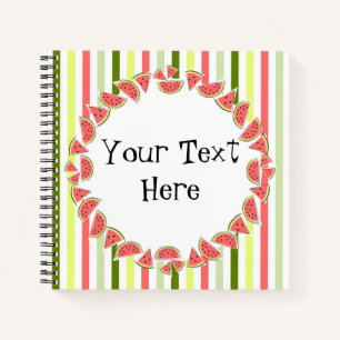 Watermelon Pieces Stripe Thin Text Notebook
