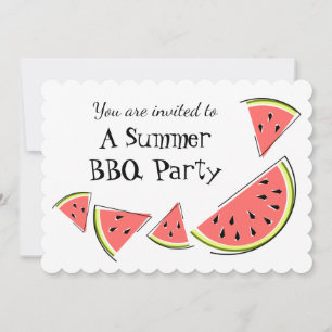 Watermelon Pieces Summer BBQ invitation horizontal