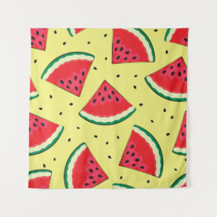 Watermelon Pieces: Summer Yellow Pattern Tapestry