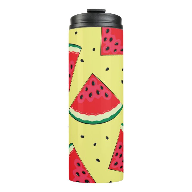 Watermelon Pieces: Summer Yellow Pattern Thermal Tumbler (Front)