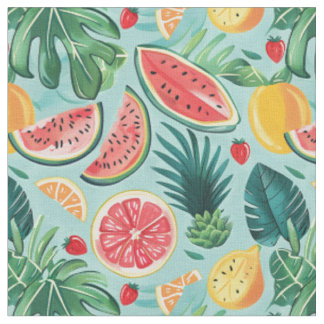 Watermelon, Pineapple & Citrus Pattern Fabric