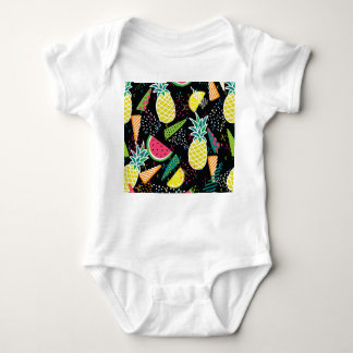 Watermelon Pineapple: Geometrical Seamless Pattern Baby Bodysuit