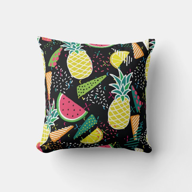 Watermelon Pineapple: Geometrical Seamless Pattern Cushion (Front)
