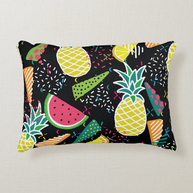 Watermelon Pineapple: Geometrical Seamless Pattern Decorative Cushion (Front)