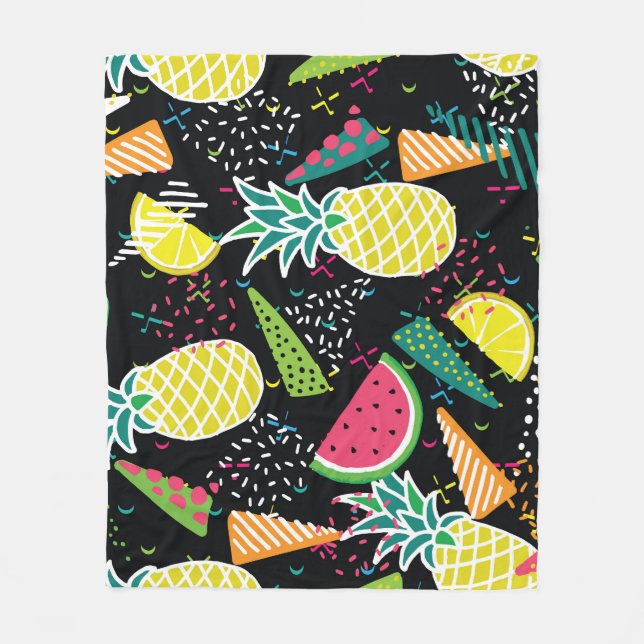 Watermelon Pineapple: Geometrical Seamless Pattern Fleece Blanket (Front)