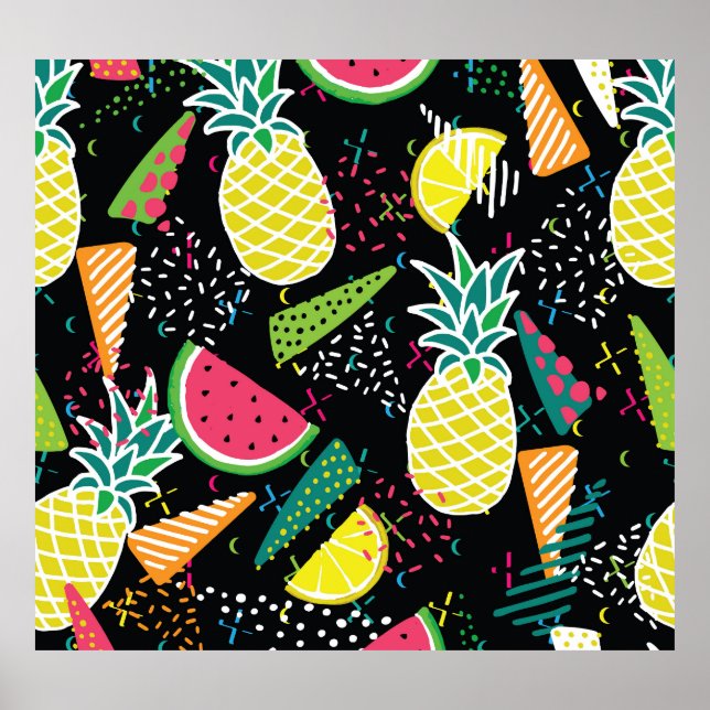 Watermelon Pineapple: Geometrical Seamless Pattern Poster (Front)