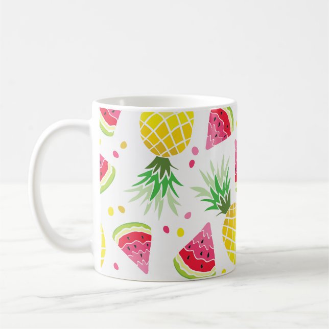 Watermelon Pineapple Summer Seamless Print Coffee Mug (Left)