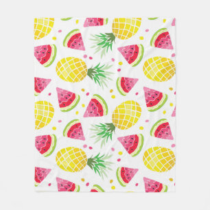 Watermelon Pineapple Summer Seamless Print Fleece Blanket