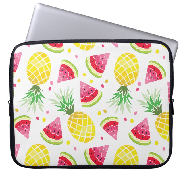 Watermelon Pineapple Summer Seamless Print Laptop Sleeve (Front)
