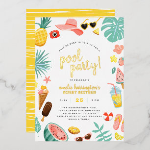 Watermelon, Pineapple & Tropical Leaves Pool Party