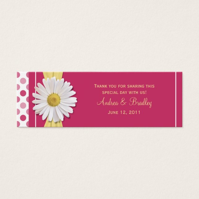 Watermelon Pink Daisy Mini Wedding Favour Tag (Front)