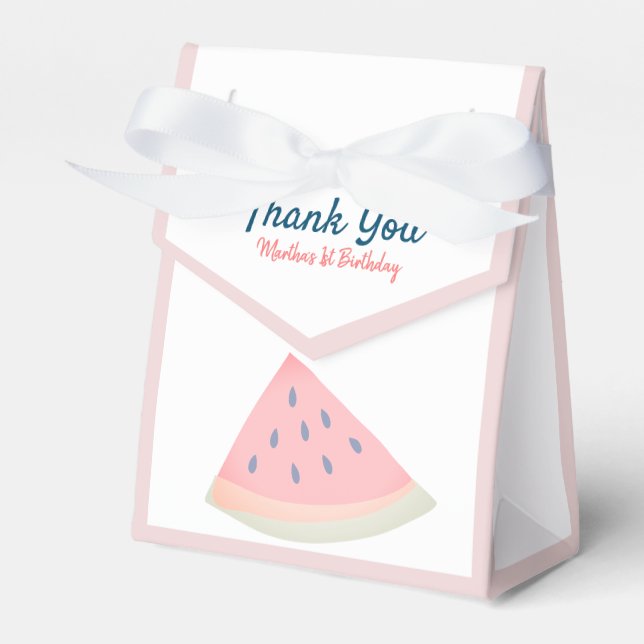 Watermelon Pink Girl Birthday Favour Box (Front Side)
